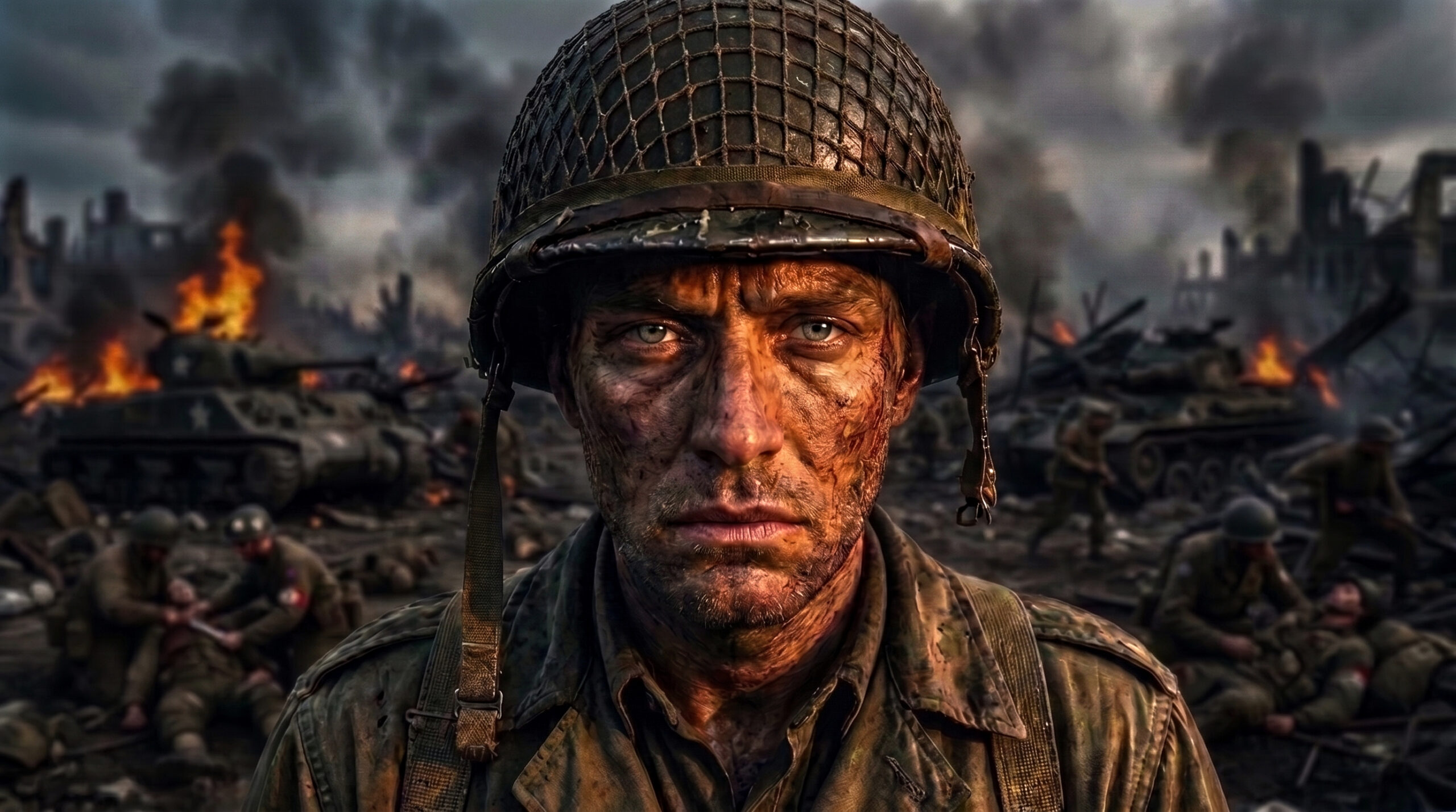 WWII soldier, color photograph